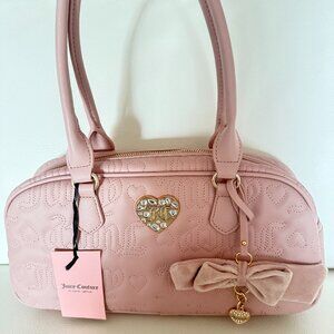 NWT JUICY COUTURE LOVELY GIRL SATCHEL SHOULDER BAG WITH BOW / HEART CHARM PINK